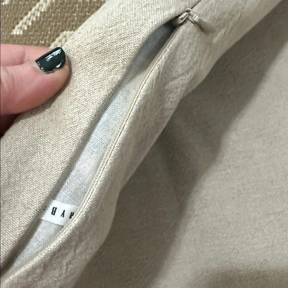 Pottery Barn Elinor Embroidered Lumbar Pillow Cover Tan 16